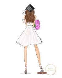 Personalized Graduation Art Print For Her College University Congratulations Gift Add Name Choose From Hair Skin Tones Hand Sketched Graduation Art Graduation Cartoon Fashion Sketches