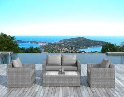 Longueur 60 cm x largeur 60 cm x hauteur 42 cm couleur unique: Salon De Jardin Venise 4 Pieces En Resine Tressee Grise Et Coussins Tissu Gris Clair Salon Detente Pier Import