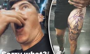 Life time — coffee table book. Love Island S Adam Farrugia Winces In Agony As He Gets A Huge Thigh Tattoo Daily Mail Online
