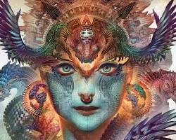 Android Jones visionary digital art ElectroMineral movement Samskara fractal energy portrait, AI generated
