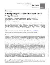 The ecctis training schedule for 2021 is detailed below. Pdf Defining Integration For Total Worker Health A New Proposal