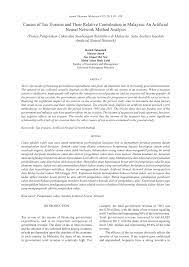 That being said, while you might not be. Pdf Causes Of Tax Evasion And Their Relative Contribution In Malaysia An Artificial Neural Network Method Analysis
