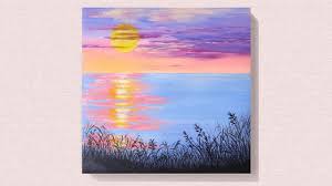 Use water and different shades of color and water to create shades. Easy Sunset Painting Tutorial For Beginners Learn How To Paint Step By Sunset Painting Sunrise Painting Painting Tutorial