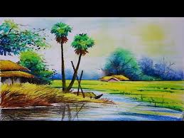 Although there are many easy landscape painting ideas, the best one is definitely the composition wherein a tree features against a beautiful sky. Natural Scenery Painting With Oil Pastel Colour For Beginners Step By Step Ever Art Painting With Oil Paints