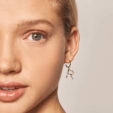 Hoop Earrings R Letter Earrings Poppy Rae Diamond Pebble U Hoops