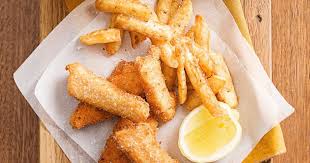 Tasty Fish Fingers Of Salmon Are Served With Chips And An Easy Made Tartare Sauce Salmon Dishes Recipe For Tartar Sauce Food