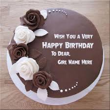 Birthday Cakes For Ladies With Name Customize Chocolate Rose Birthday Cake With Girl Name Print Name On Choco Birthday Birthday Wishes Cake Happy Birthday Cake Writing Happy Birthday Cake Images