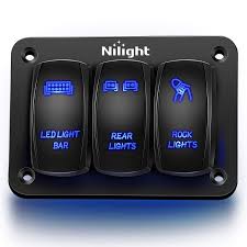 But i need the led to be on at all times. Amazon Com Nilight 90105c 3 Gang Aluminum Rocker Switch Panel 5 Pin On Off Pre Wired Toggle Switch Panel With Rocker Switch Holder 12 24v For Marine Boat Car Atv Utv 2 Years Warranty Automotive
