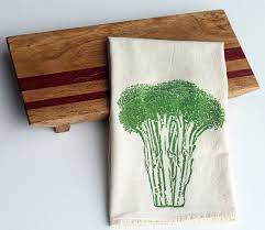 Natural Flour Sack Towel Broccoli Hand Screen Printed Etsy Flour Sack Towels Screen Printing Hand Screen Printed