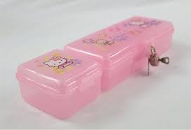 Hello Kitty Pencil Case With Padlock In 2020 Hello Kitty School Supplies Pencil Case Plastic Pencil Box