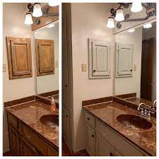 Bathroom Update Faux Walls Decorative Paint Finishes Dark Wood Kitchen Cabinets