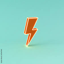 Decorate your laptops, water bottles, . 3d Neon Light Thunder Or Orange Lightning Isolated On Green Blue Pastel Color Background With Shadow 3d Rendering Stock Illustration Adobe Stock