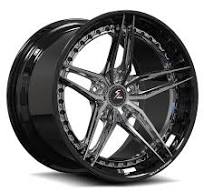 SA-01 Custom 5-Spoke Step Lip Chrome, Piano Black Wheels