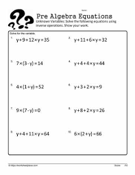 solving basic equations worksheets