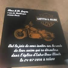10 x 20 cm / ouvert : Gravure Souvenir Faire Part Personnalise Pour Mariage Harley Davidson