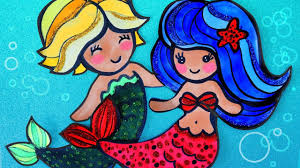 Glitter Drawing Coloring Mermaids Paper Dolls Characters With Rain Paper Dolls Panda Art Coloring For Kids