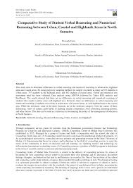Where are numerical reasoning tests used? Pdf Comparative Study Of Student Verbal Reasoning And Numerical Reasoning Between Urban Coastal And Highlands Areas In North Sumatra