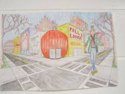 City In Two Point Perspective 2 Point Perspective Drawing Perspective Drawing Point Perspective