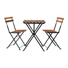 tarno table 2 chairs outdoor black acacia gray brown stained light brown stained steel ikea in 2020 ikea outdoor outdoor dining furniture bistro table outdoor