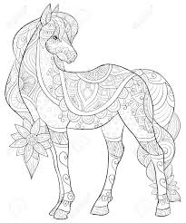 Bucking horse running through the mountains. A Cute Horse With Ornaments Image For Relaxing Activity A Coloring Royalty Free Cliparts Vectors And Stock Illustration Image 114297147