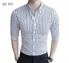 Black And White Vertical Striped Shirt Mens India 2017 Summer New Yuppie Gentleman Winds Male Business Striped Shirt Sleeves Men Casual Black And W Outfits With Striped Shirts Striped Shirt Men White Shirt Men
