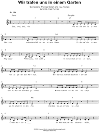 Inga humpe, tommi eckart text: 2raumwohnung Wir Trafen Uns In Einem Garten Sheet Music Leadsheet In C Major Download Print Sku Mn0217698