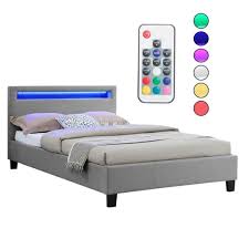 Weiß, grau, braun und schwarz. Polsterbett Satoka Mit Led 120x200 Cm Grau Inkl Real De