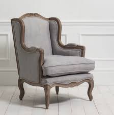 Wing Armchair In Grey Linen Beautiful Armchairs Furniture Upholstered Chairs