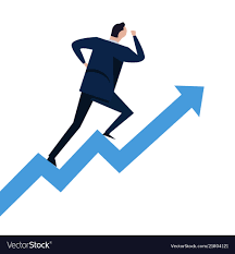 Businessman Running On Steps Growth Chart Going Up
