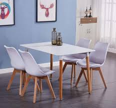 The table is made of faux marble in a white and gray finish. Modern Dining Table And Chairs Set 4 Rectangle Table And Chairs For Kitchen Dining Office Lounge Wood St Dining Table Chairs Table And Chair Sets Dining Table
