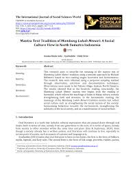 63 emas, 45 perak dan 39 gangsa. Pdf Mantra Text Tradition Of Mambang Lukah Menari A Social Culture View In North Sumatra Indonesia