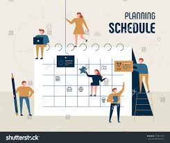 Planning Schedule Giant Calendar And Small Characters Concept Vector Illustration Flat Design Giant Calendar Icon Design Inspiration Flat Design Illustration