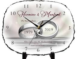 Ovale Schieferplattenuhr Zur Rubinhochzeit M10 Rubinhochzeit Hochzeit Hochzeitstag Geschenk