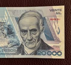 Mexican bill 20,000 pesos Mexicanos rare Don Andres Quintana Roo, 1987 CDMX