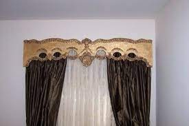 Custom made window drapery cornice with gold finish. Lattice Wood Cornice Cornice Box Wood Cornice Cornice Design
