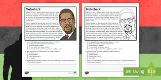 Malcolm worked at the roseland ballroom. Fourth Grade Malcolm X Reading Passage Comprehension Activity