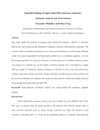 What really sets hjm insurance services, inc. Pdf Quantile Hedging Of Equity Linked Life Insurance Contracts Stochastic Interest Rate Environment