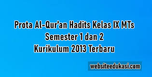 Prota promes qur'an hadits ma kelas x, xi, xii kurikulum 2013 ini merupakan salah satu perangkat penting untuk guru yang tentunya akan saya bagikan dalam kesempatan ini. Prota Al Quran Hadits Kelas 9 K13 Tahun 2021 2022