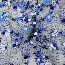 Ocean wave shiny sequins spandex fabric. China Flower Sequin On Mesh Blue Thread Embroidery Fabric For Dresses China Sequin And Mesh Price