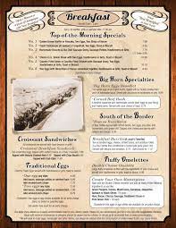 American (traditional) in estes park, co Big Horn Restaurant Menu In Estes Park Colorado Usa