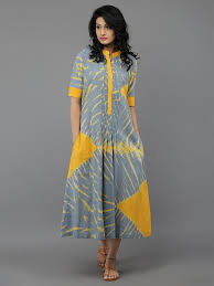Black And Yellow Tie Dye Dress Grey Yellow Tie And Dye Cotton Dress Fashion Girl Fashion Blouse Designs