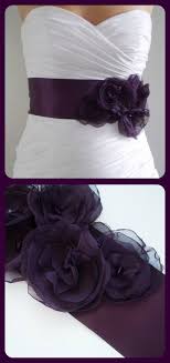Wedding Dress Purple Sash With A Bow Tied Around The Back Love Purple Wedding Dress Purple Wedding Black Wedding Dresses