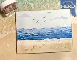 Happy Summer Here S A Beach Scene Mymonthlyhero Heroarts June Kit Love The Sand Embossing Powder Inkblending H Hero Arts Cards Hero Arts Card Art
