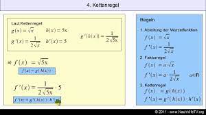 „äußere ableitung mal innere ableitung. äußere funktion g(x) und ihre ableitung g'(x): Ableitung Wurzel Mathebibel