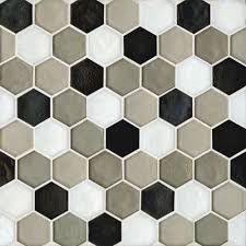 Kahakai Floor Wall Mosaic In Tino Decorative Glass Tile Decorative Tile Hexagon Mosaic Tile