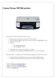 Canon Pixma Mp240 Printer Printer Canon Reset Button