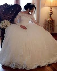 Long Sleeves Off Shoulder Lace Ball Gown Wedding Dresses 2020 Wedding Dresses Lace Ballgown Ball Gowns Wedding Off Shoulder Wedding Dress
