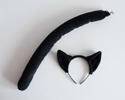 Black Panther Ears Headband And Tail Set Soft Animal Tail Etsy In 2020 Black Cat Costumes Ear Headbands Black Panther