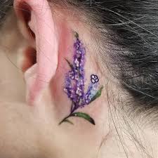 Little Lilacs Behind The Ear On Jmparkins4387 Happy Bday Now Taking Appointments Dm Me Or Contact Booking Certifiedcust Lilac Tattoo Tattoos Color Tattoo