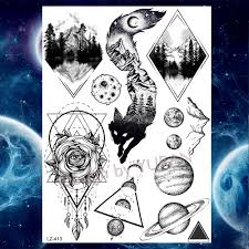 Stars, moons, planets, asteroids and comets are explored in the astronomy tattoo design section. Schwarz Quallen Wolf Mandala Henna Blume Tattoos Aufkleber Gefalschte Wasserdichte Korper Arm Beine Tattoo Temporare Indien Nach Art Tatoo Temporary Tattoos Aliexpress